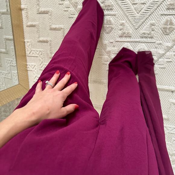 Dress The Population Robbie V-Neck Drape Jumpsuit Burgundy L - Picture 9 of 9